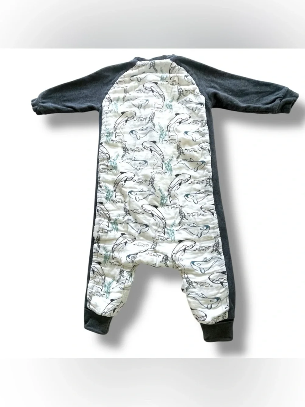 Nest Designs Baby Sleep Suit Whale Print Zip Snap Convertible Foot Pajamas 18M